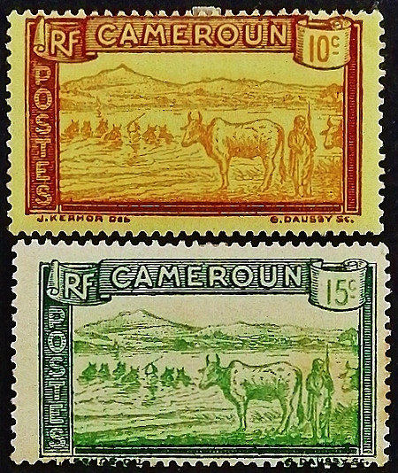 Набор марок (2 шт.). "Деревенские мотивы". 1925 год, Камерун.