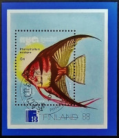 Мини-блок. "Международная выставка марок FINLANDIA'88". 1988 год, Камбоджа.