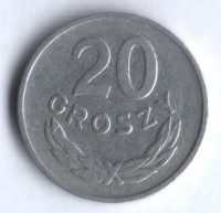 Монета 20 грошей. 1963 год, Польша.