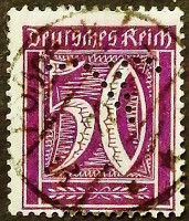 Марка (перфин) "√". "Стандарт (50 пф)". 1921 год, Германский Рейх.
