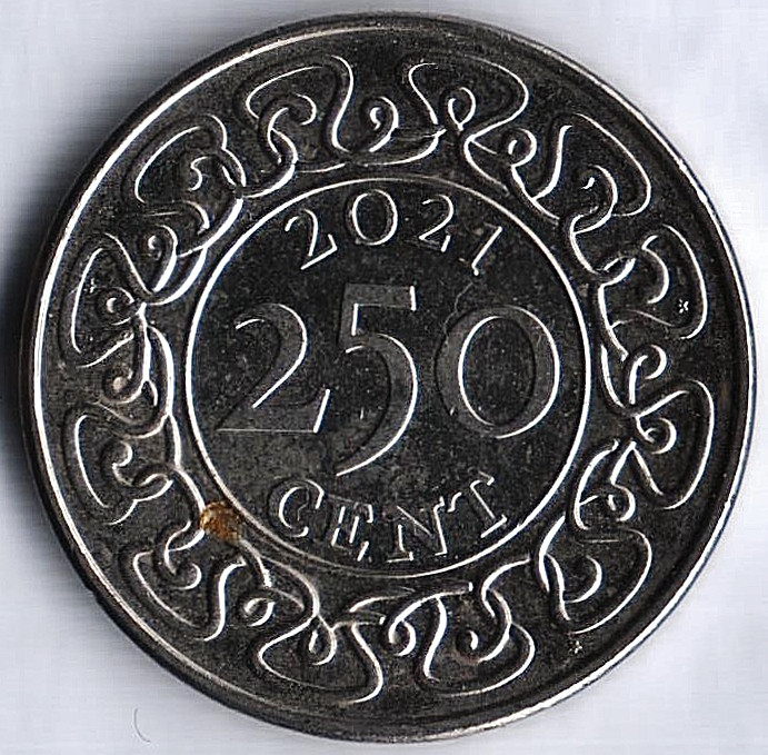 Монета 250 центов. 2021 год, Суринам.