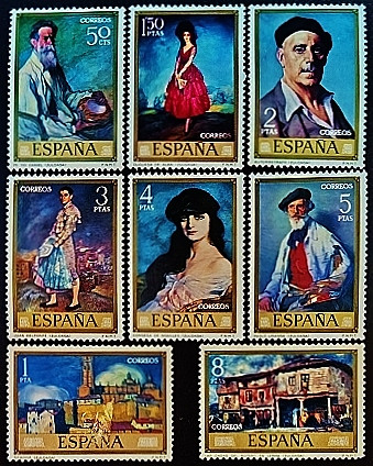 Набор марок (8 шт.). "Художники - Игнасио Сулоаги". 1971 год, Испания.