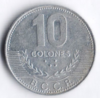 Монета 10 колонов. 2005 год, Коста-Рика.