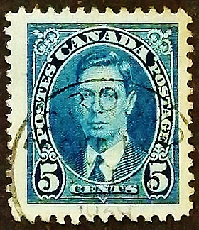 Почтовая марка. "Король Георг VI". 1937 год, Канада.