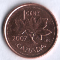 Монета 1 цент. 2007(ml) год, Канада.