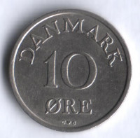 Монета 10 эре. 1958 год, Дания. C;S.