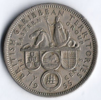 Монета 50 центов. 1955 год, Британские Карибские Территории.