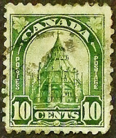 Почтовая марка. "Парламентская библиотека в Оттаве". 1930 год, Канада.