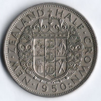 Монета 1/2 кроны. 1950 год, Новая Зеландия.
