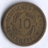 Монета 10 рентенпфеннигов. 1924 год (E), Веймарская республика.