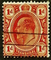 Почтовая марка (1 p.). "Король Эдуард VII". 1905 год, Трансвааль (Южная Африка).