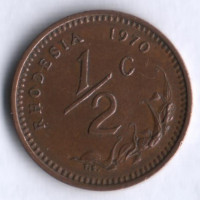 Монета 1/2 цента. 1970 год, Родезия.