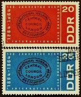 Набор почтовых марок (2 шт.). "Международная организация труда". 1964 год, ГДР.