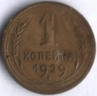 1 копейка. 1929 год, СССР.