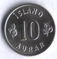 Монета 10 эйре. 1967 год, Исландия.