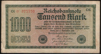 Бона 1000 марок. 1922 год "Oi*", Веймарская республика.
