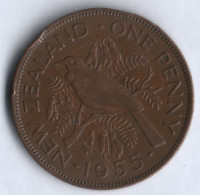 Монета 1 пенни. 1955 год, Новая Зеландия.