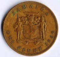 Монета 1 пенни. 1964 год, Ямайка.