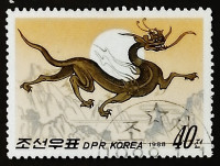 Марка почтовая. "Китайский Новый год 1988 - Год Дракона". 1988 год, КНДР.