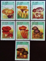 Набор почтовых марок (7 шт.). "Грибы (I)". 1987 год, Вьетнам.
