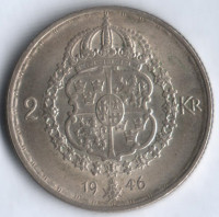 2 кроны. 1946(TS) год, Швеция.