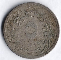 Монета 5/10 кирша. 1902(١٢٩٣/٢٧) год, Египет.