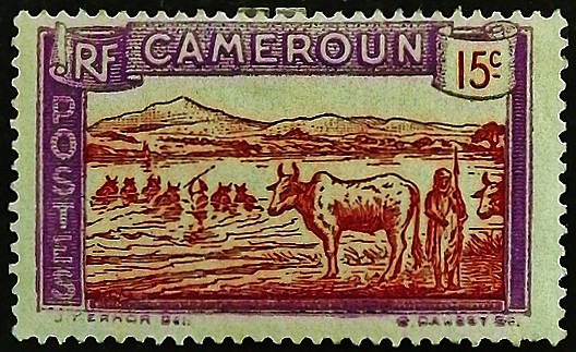 Марка почтовая (15 c.). "Деревенские мотивы". 1927 год, Камерун.
