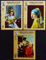 Набор марок (3 шт.). "Картины Яна Вермеера". 1967 год, Сайвун.