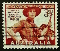 Почтовая марка. "Пантихоокеанский скаутский слет". 1952 год, Австралия.