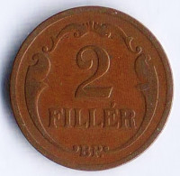 Монета 2 филлера. 1930 год, Венгрия.