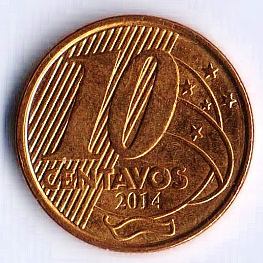 Монета 10 сентаво. 2014 год, Бразилия.