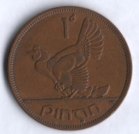 Монета 1 пенни. 1963 год, Ирландия.