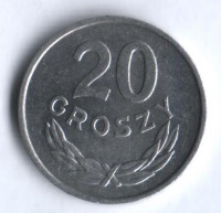 Монета 20 грошей. 1966 год, Польша.
