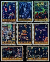 Набор марок (8 шт.). "Художники - Хосе Гутьеррес Солана". 1972 год, Испания.