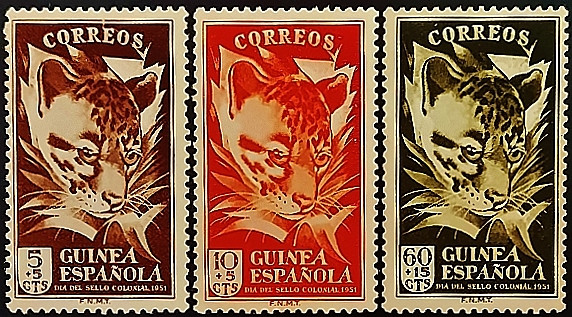 Набор марок (3 шт.). "День почтовой марки". 1951 год, Испанская Гвинея.