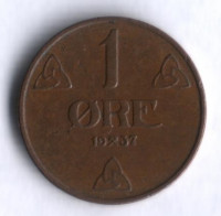 Монета 1 эре. 1937 год, Норвегия.