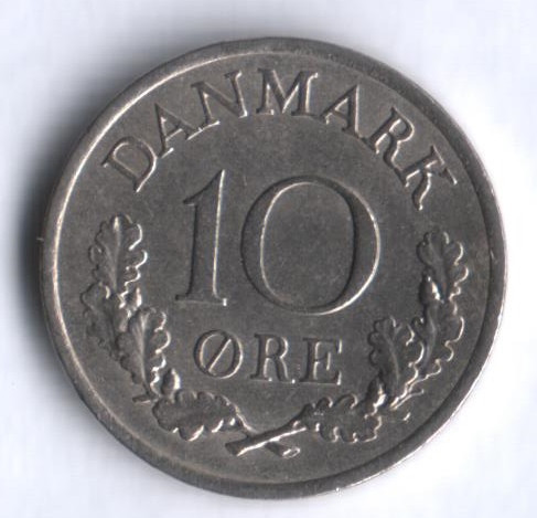 Монета 10 эре. 1960 год, Дания. C;S.