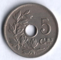Монета 5 сантимов. 1914 год, Бельгия (Belgie).