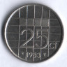 Монета 25 центов. 1983 год, Нидерланды.