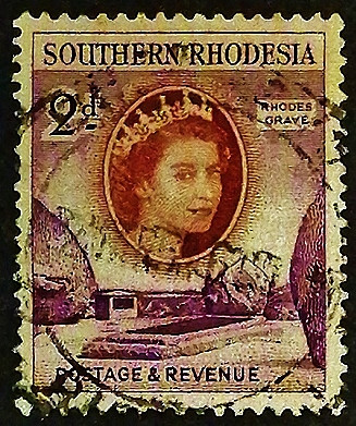 Почтовая марка (2 p.). "Королева Елизавета II". 1953 год, Южная Родезия.