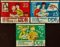 Набор почтовых марок (3 шт.). "Национальный женский конгресс". 1964 год, ГДР.
