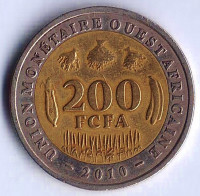 Монета 200 франков. 2010 год, Западно-Африканские Штаты.