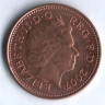 Монета 1 пенни. 2007 год, Великобритания.