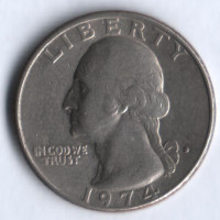 25 центов. 1974(D) год, США.