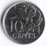 Монета 10 центов. 2008 год, Тринидад и Тобаго.