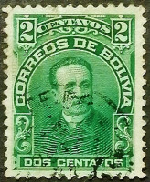 Почтовая марка (2 c.). "Элиодоро Камачо". 1901 год, Боливия.