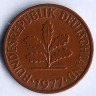 Монета 2 пфеннига. 1977(D) год, ФРГ.