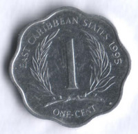 Монета 1 цент. 1995 год, Восточно-Карибские государства.