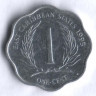 Монета 1 цент. 1995 год, Восточно-Карибские государства.