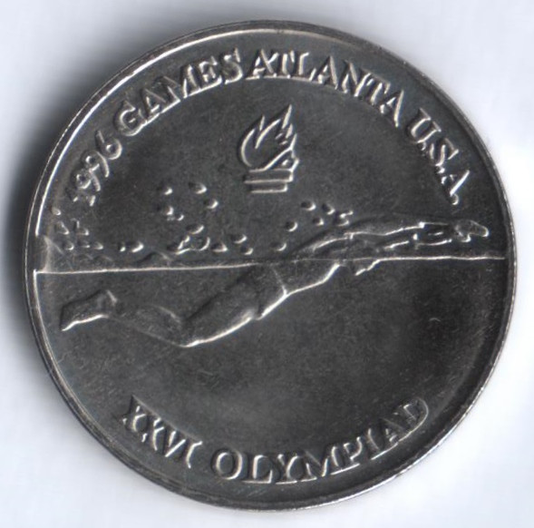 10 лей. 1996 год, Румыния. Летние Олимпийские Игры 1996. Плаванье.